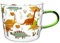 Sizikato Tazza da colazione in vetro borosilicato con manico, 425,2 g, tazza per cereali, latte, motivo dinosauro e pianta
