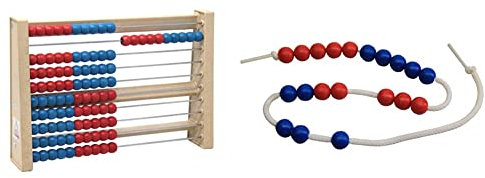 WISSNER® aktiv Lernen - 100 er Rechenrahmen rot/blau - RE-Wood® & ® aktiv Lernen - 20er Rechenkette rot/blau - RE-Plastic®