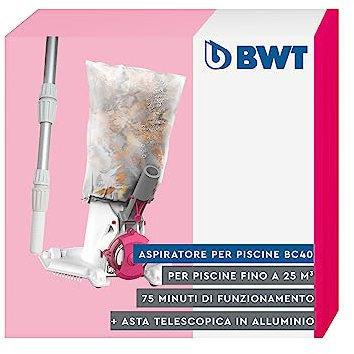 BWT Poolsauger BC40 (mit Teleskopstange) | Effektive Reinigung von freistehenden Pools und Pools bis 25 m³ | Kabelloser Betrieb mit maximaler Bewegungsfreiheit | Hohe Saugleistung