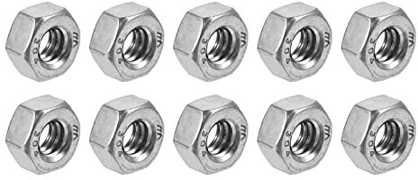 QUARKZMAN 1/4-20 UNC Sechskantmutter x 10Stk. 304 Edelstahl-Innengewinde für Hardware-Befestigungselemente Verbinder Maschinen Geräte, Silberton
