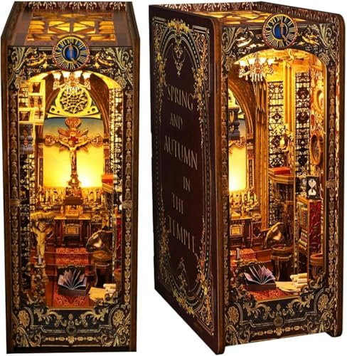 DIY Book Nook Kit - DIY Miniature Dolls House Kit with Furniture and LED Light, 3D Puzzle Wooden Art Bookends, Model Kits for Adults to Build (Covenant Church)