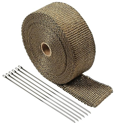 TIHOOK Cinta de protección contra el calor, 10 m x 5 cm, fibra de vidrio para tubo de escape con brida, para colector de abanico coche o moto, -54 y 550 grados Celsius