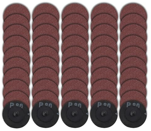 LEONTOOL 50 Pcs 2 Inch Aluminium Oxide 80 Grit Sanding Discs, Gray, Compatible with Die Grinder, Roll Lock Quick Change for Surface Prep, Rust Paint Removal