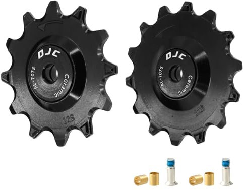 DJC 12s Fahrrad Keramiklager Riemenscheibe Rad 2 Stück Spannung für Rival Force AXS eTap T-Typ Di2 11T 12T 13T 14T MTB Rennrad Schaltwerk für Shimano für Sram (Schwarz 12T und 14T)