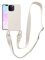 Handykette Handyhülle kompatibel mit Apple iPhone 15 Necklace Hülle Nylon Schultergurt Weich Silikon TPU Cover mit Kordel zum Umhängen Schutzhülle mit Stylische Band(Weiß)