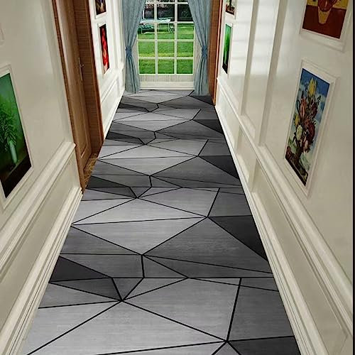 ANram Moderner Teppich, Geometrischer Läufer, 0,8 m x 3 m, Polyester-Baumwoll-Mischung, Rutschfest, Pflegeleicht, Für Flur, Treppe, Eingangsbereich, Korridor, Büros, Hotels, Einkaufsgeschäfte