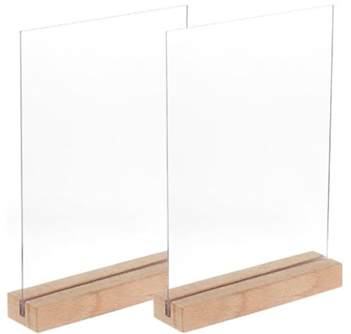 Loopunk 2 x A4 Acryl Holz Plakatständer Plakatständer Plexiglas Speisekarte Ständer für Büro Shop Restaurant