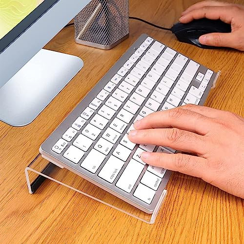 Tilted PC Keyboard Stand, Acrylic Ergonomic Keyboard Riser for Office, Clear Acrylic PC Keyboard Display Tray, Ergonomic Keyboard Support Keyboard Riser for Typing, for PC Rooms Schools Office Desks