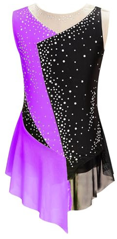 Kaerm Body Da Pattinaggio Artistico Bambina Leotard Da Balletto Senza Maniche Tuta Vestito Da Danza Moderna Latino Ragazze Vestiti Da Ballerina Abiti Da Ballo Ballet Viola 5-6 anni