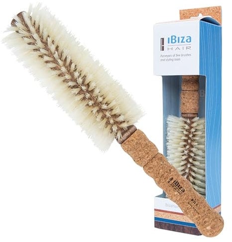 Ibiza Hair Rundbürste – ökologisches Korkholz – B6 natürlich – professionell – handgefertigt – extra lang