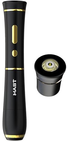Mast P40 kabellose Tätowiermaschine Pen Rotary Tattoo Maschine Akku Gun Motor akku microblading Pen Lightweight Digital Slim Frame Quiet Machine with RCA connector for brow lip eyeline scalp (black)