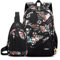 Amythe Schulrucksack Jungen Teenager 2 Teilig mit Sling Bag Herren Casual Daypack，Schultaschen-Set für 9-18 Jahren, Große Kapazität Wasserdicht Camouflage Rucksack Schule Mädchen, Braun