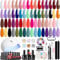 MEFA 54 Pcs Gel Nail Kit with 48W UV Lamp, 32 Colors Pink Red Orange Gel Nail Polish Set with Base and Matte Glossy Top Coat Nail Art Decorations Manicure Tools DIY Salon Home