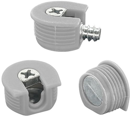 30 conectores para muebles, cerradura excéntrica, tornillos de fijación de conexión (gris)