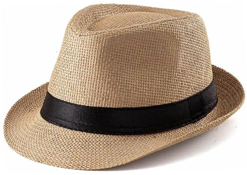 Peosaard Panama -Hut, Stroh Sonnenhut, UV -Schutz Fedora Hut mit gekräuselten Rand, atmungsaktivem Webenhut für Männer und Frauen