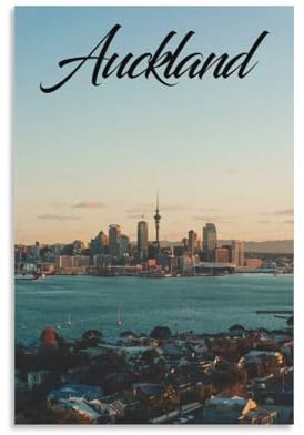 Jdjdu Vintage-Reiseposter Auckland Neuseeland Sonnenuntergang Geschenk Wanddekoration Gemälde Poster Leinwand Kunst Poster