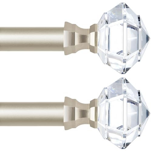 Gardinenstange gold 80 bis 148 cm, HOTOZON 19mm Gardinenstange 2 Pack ausziehbar mit Halterungen und durchsichtigen Diamant-Endstücken