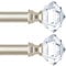 Gardinenstange gold 80 bis 148 cm, HOTOZON 19mm Gardinenstange 2 Pack ausziehbar mit Halterungen und durchsichtigen Diamant-Endstücken