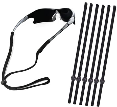 6 Pcs Glasses Straps for Men, Sunglasses Strap for Women, Glasses Strap,Glasses Chain, Sunglass Straps, Spectacles Cord Adjustable Non-Slip lanyard Camping Reading Outdoor Eyewear Retainer (Black)