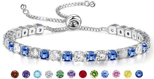 Buywis Tennis Bracelet for Women Birthstone Cubic Zirconia Bracelet Silver Silder Bracelet Birthday Jewellery Graduation Gifts December Birthstone