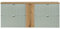 Lomadox Doppel-Waschtischunterschrank 140cm, grün und Eiche, gerillte Front, hängende Montage, geringe Tiefe 40cm