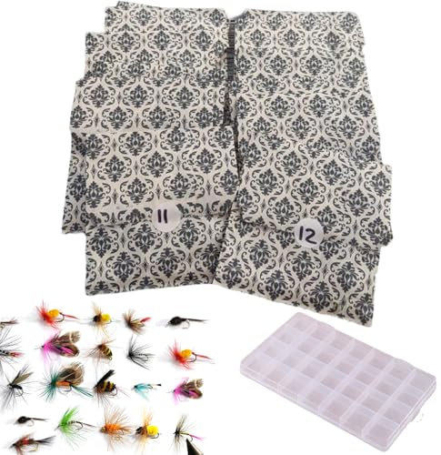 Adventskalender zum Fliegenfischen, Adventskalender zum Angeln 2024 mit 24 Stück Angelködern, Haken und Acryl-Aufbewahrungsbox, 24 Angelfliegen, Weihnachts-Adventskalender