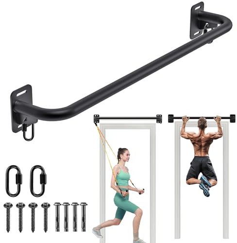 BeneLabel Klimmzugstange Wandmontage, Pull Up Bar Decke 96cm Gerade Turnstange Fitness Krafttraining Klimmzug Stange für Erwachsene/Teenager Oberkörpertraining mit Karabiner & Hardware, Bis 227kg