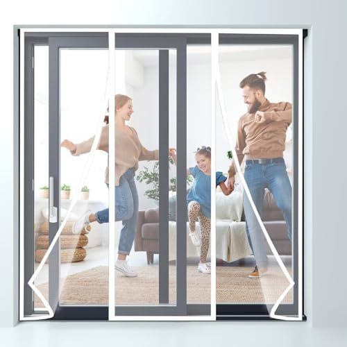Magnétique Rideau Moustiquaire 290x245cm Blanc Moustiquaire Porte Fenêtre Magnétique Double Ouverture Latérale AimantéE Porte Enroulable