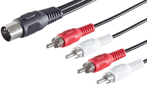 1aTTack.de 1x 1,5m 5 pol DIN Stecker auf 4 Cinchstecker Hochwertiges Audio Adapterkabel Vergossene Stecker Vernickelte Kontakte Perfekt für HiFi Musikanlagen Studio Equipment
