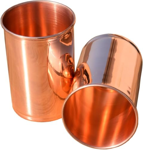 Kupfer Trinkbecher Ayurvedische Gesundheit Pure Tumbler 2 Stück Set 300ml Reiseglas