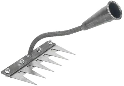 Qianly Strumento Manuale Versatile per diserbo in Giardino con rastrello in Metallo, 6 Denti