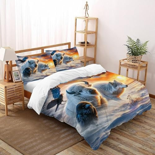 RTUEGHJF Wildes Yak Bettwäsche Set 3-teilig Wildes Tier Kinderbettwäsche-Set Reißverschluss Mit Kissenbezug Für Jugendliche Kinder Schlafzimmer Super King(260x220cm)
