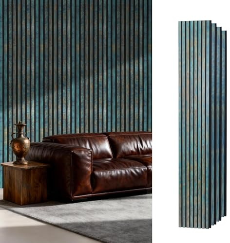 GreenClad Wood Slat Wall Panels, Vintage Antique Teal Rust, 94, 4-Pack