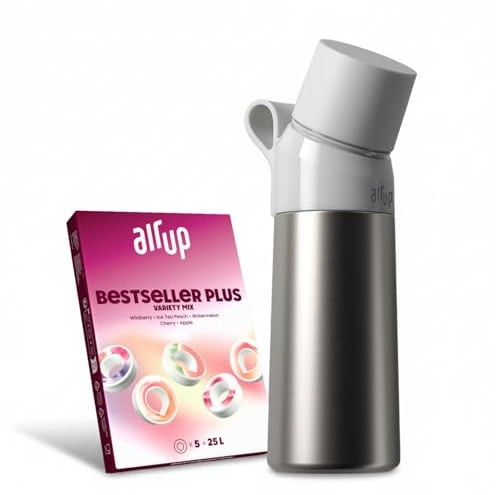 AIR UP Borraccia Twist Pro Steel 480ml in acciaio inox, 5 pod aromatizzati | Ricariche pod disponibili separatamente, acciaio inox robusto per palestra