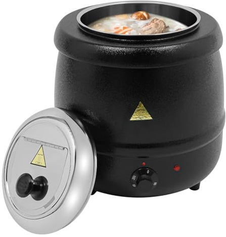 Elektrischer Suppenkessel, Elektrischer Heiztopf mit Deckel, Herausnehmbarem Edelstahl-Innenraum, 35-80°C regelbar, für Hausversammlungen, Partys, Restaurants und Cafeterias (10, Liter)