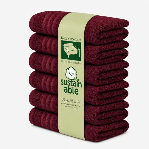 DecoHomeTextil Eco 6er-Set Handtuch 50x100 cm Bordeaux Rot | Frottier Set, sustainable, kuschelweich, saugstark