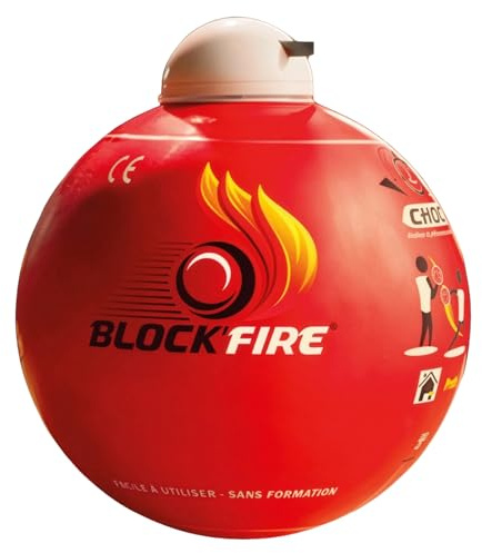 Block’Fire Boule Extincteur Compacte avec Support – Protection Incendie Maison, Garage, Bureau et Véhicule – sans Entretien 5 Ans – Format Léger et Facile à Installer