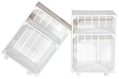 2er Set - Obstkisten Möbel in weiß - Nachttisch 30,5x40x54cm