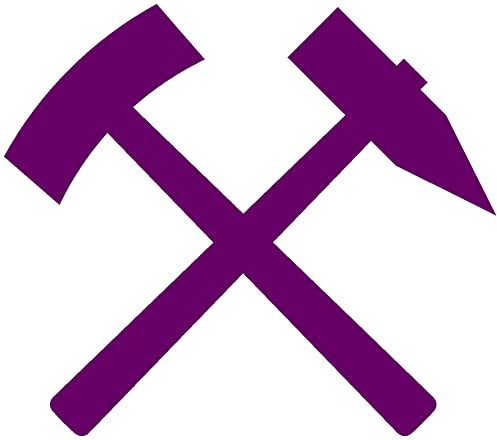 Samunshi® Aufkleber Schlägel und Eisen Sticker Glück auf Autoaufkleber Motorradaufkleber Scheibenaufkleber in 8 Größen und 25 Farben (4x3,5cm violett lila)