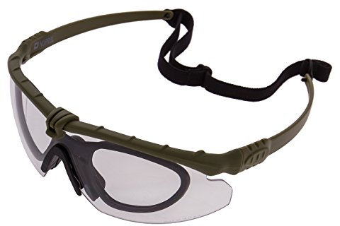 NUPROL Battle Pro Eye Protective Airsoft Glasses; Olive; Lens Insert Type; Clear