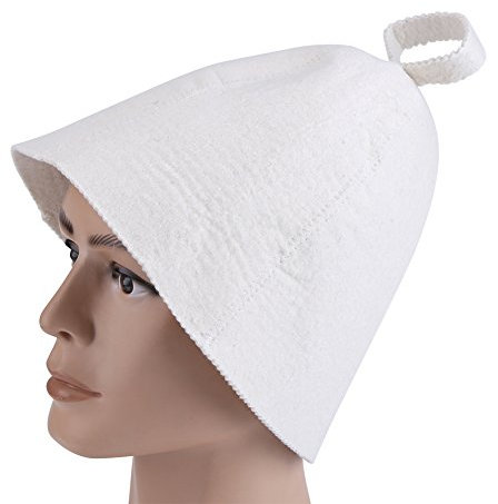 Bonnet de sauna pour homme et femme Chapeau/casquette de sauna Laine blanche sauna feutre protection de la tête capuchon portable capuchon de bain respirant mignon confortable sauna accessoires