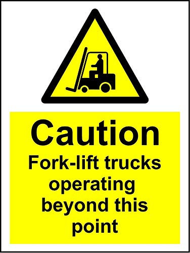 Warning Caution forklift trucks operating beyond this point safety sign - 3mm Aluminium sign 400mm x 300mm