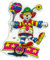 NET TOYS Lustige Wanddeko Clown auf Einrad 40 cm - Originelle Party-Dekoration Harlekin Raumdeko - Genau richtig für Fasching & Karneval