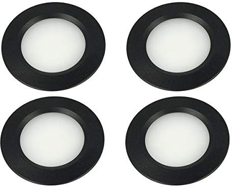 LEDLUX 4 Piezas Mini Led Downlight Redondo Delgado 3W DC 12V 24V Agujero 50mm Para Luces Cocina Baño Camper (Negro, 4500K)