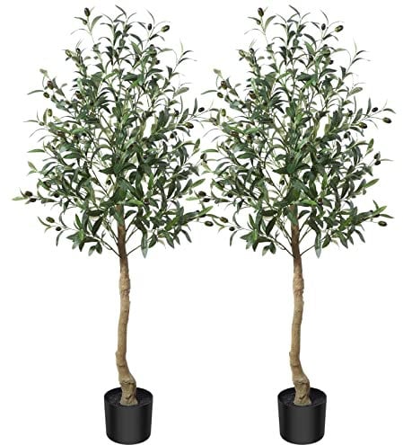 CROSOFMI Künstlicher Olivenbaum Pflanze 120 cm Gefälschter Formschnitt Seidenbaum, Perfekte Kunstpflanzen im Topf für Drinnen und Draußen