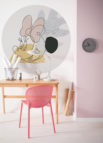 Komar Disney DOT runde und selbstklebende Vlies Fototapete von Disney - Minnie Line Art - Ø Durchmesser 125 cm - Kinderzimmer, Wandtattoo, Wandsticker, Tapete - DD1-042