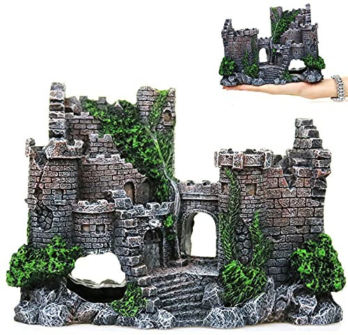 Mon3trYYDS Simulation Harz Schloss Ornament Schloss Aquarium Dekoration Schloss Deko für Aquarium Aquarium Schloss Dekoration Aquarium Dekoration Aquarium für kleine Wassertiere und Dekorationen