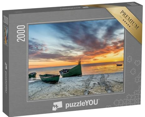 puzzleYOU: Puzzle 2000 Teile „Verankertes Fischerboot am Sandstrand der Ostsee“ – aus der Puzzle-Kollektion Ostsee, Deutschland