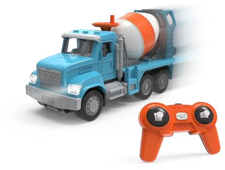 Driven by Battat - 7 Remote Control Cement Mixer Truck Toy for Kids - Construction Vehicle with Rotating Drum, Lights & Realistic Sounds - Interactive Mixer for Boys & Girls Ages 3+