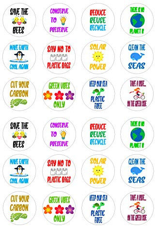 24 Climate Change Edible party decorations D2 on icing sheet iced fondant cake and cupcake toppers